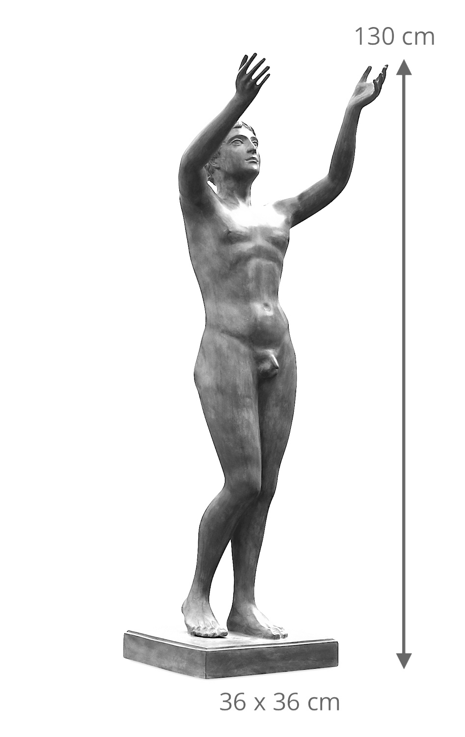 Bronzefigur BETENDER KNABE,  Originalgröße 130 cm, braun patiniert