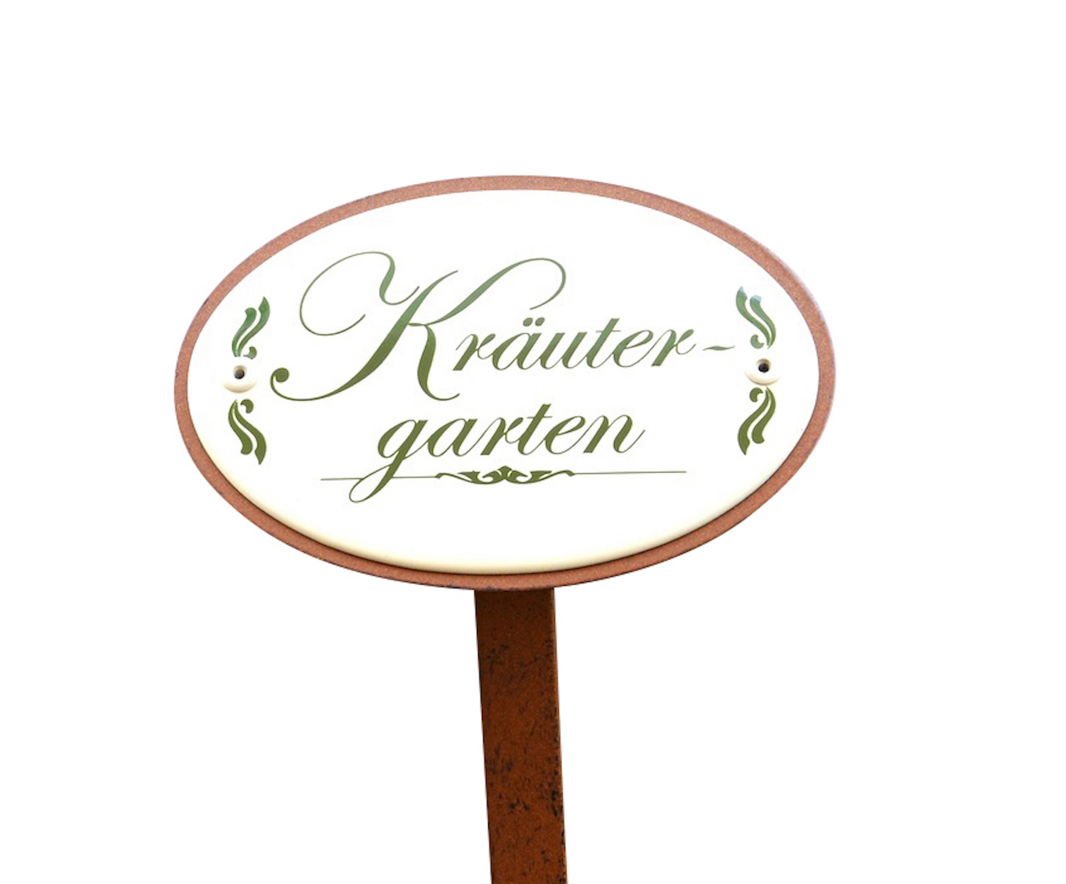 Pflanzenschild Dekoschild Gartenschild aus Emaille "Kräutergarten" 