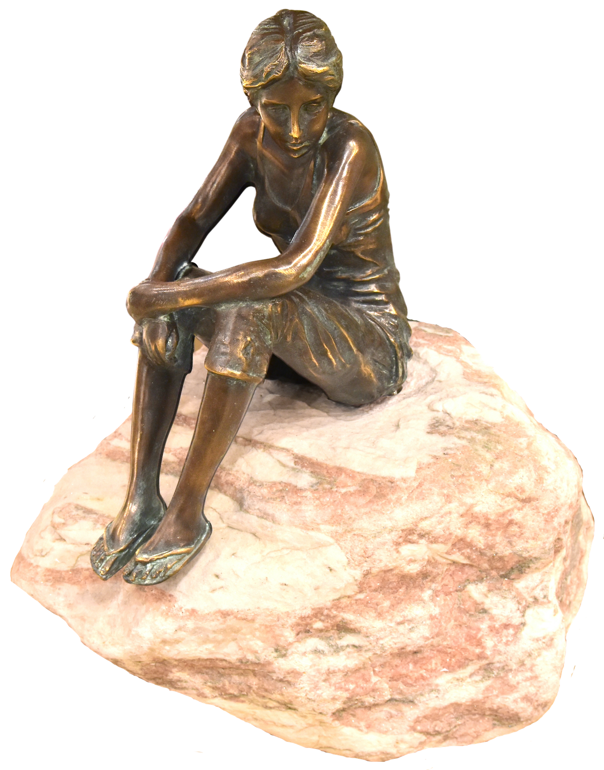 Bronzefigur NANJA auf Marmor-Stein
