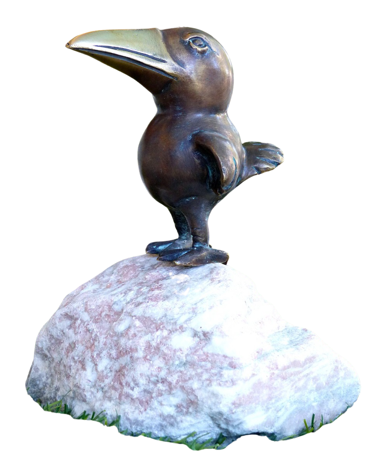 Bronzevogel RABE FITUS auf Marmorfindling