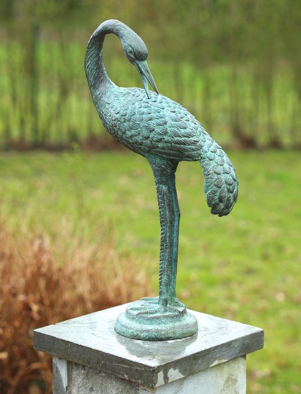 Bronzefigur Vogel REIHER-2