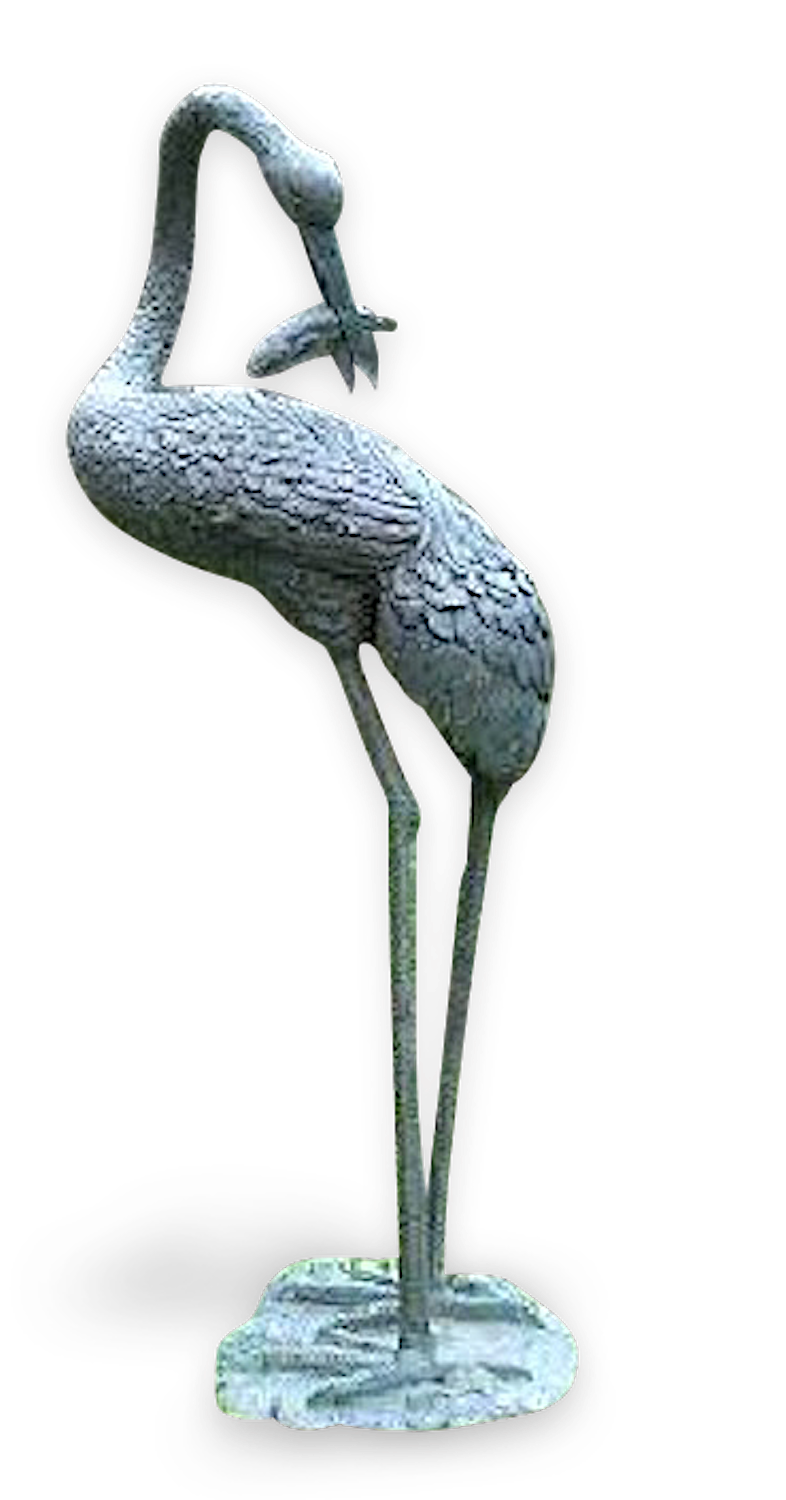 Bronzefigur Vogel REIHER GROSS-1